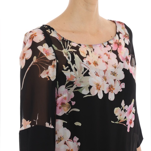 Twin-Set Tops - TWINSET Floral Sheer Top, Sz 42.